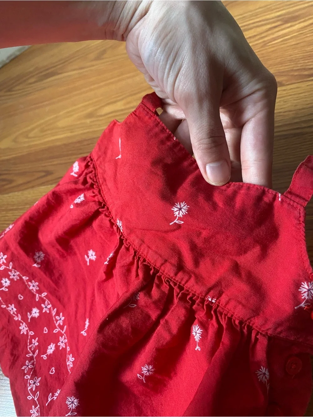 Y2K Red Floral Embroidered Sundress Top for Kids
